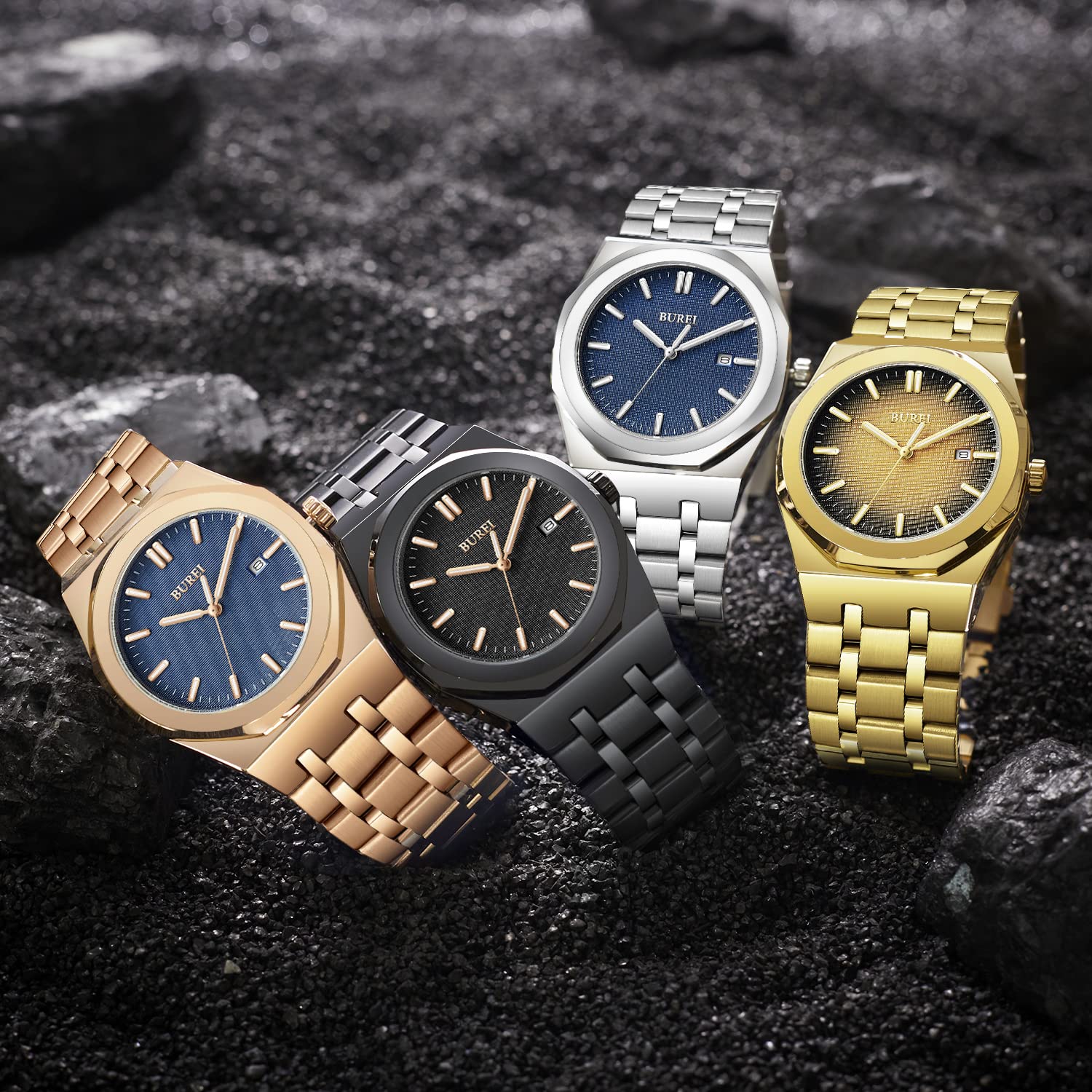 Foto 8 pulgar | Reloj Burei Para Hombre, Analógico, Cuarzo, De Acero Inoxidable, Resistente Al Agua - Venta Internacional.