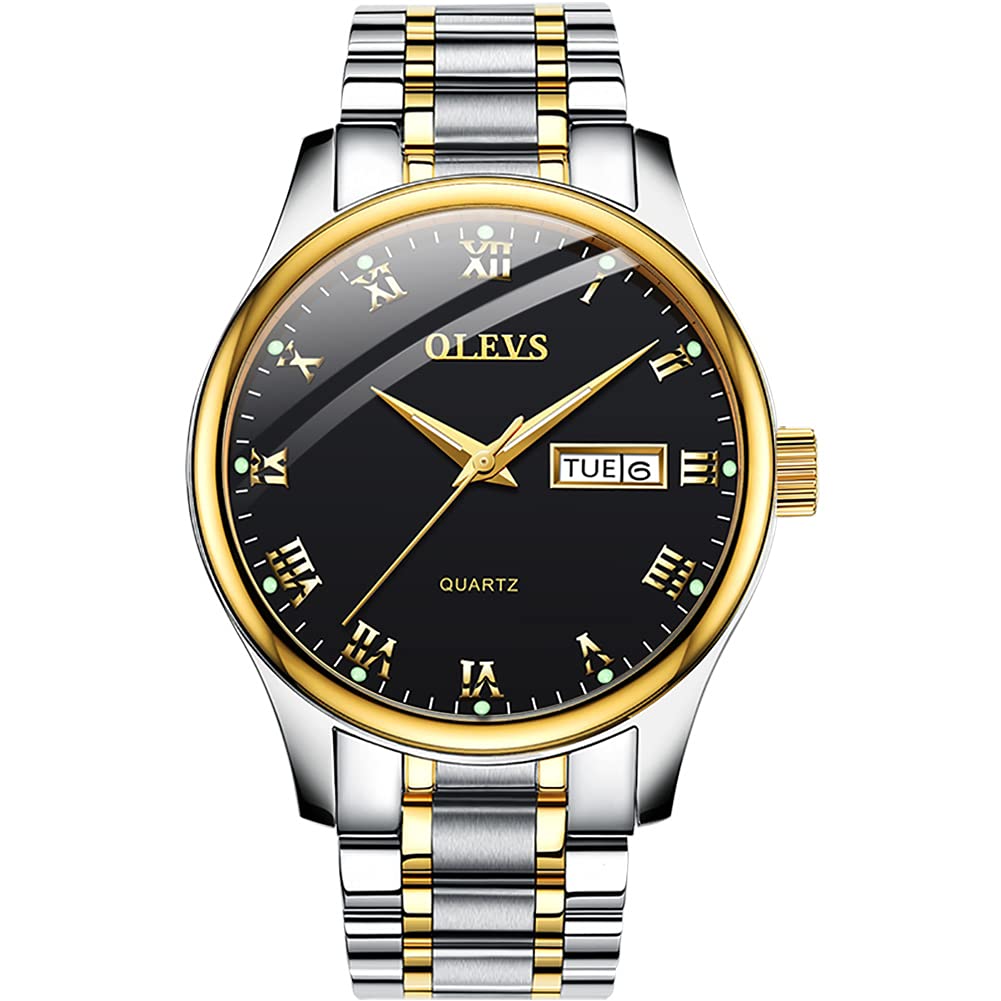 Vestido Watch Olevs Para Hombre Con Día Y Fecha De Acero Inoxidable - Venta Internacional.