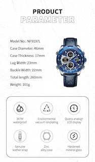 Foto 2 | Reloj De Cuero Analógico Digital Militar Naviforce Para Hombre - Venta Internacional.