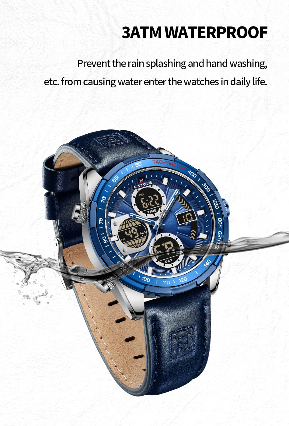 Foto 5 | Reloj De Cuero Analógico Digital Militar Naviforce Para Hombre - Venta Internacional.