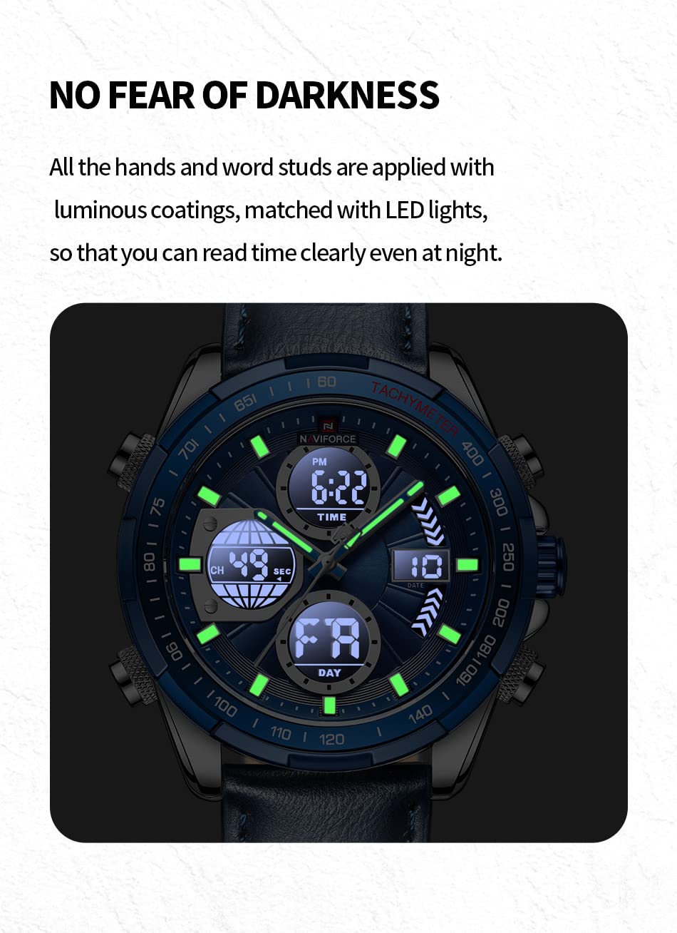 Foto 7 pulgar | Reloj De Cuero Analógico Digital Militar Naviforce Para Hombre - Venta Internacional.
