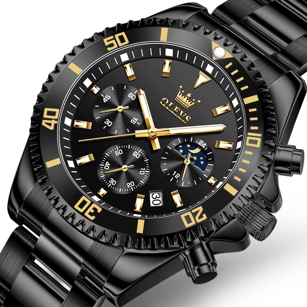 Foto 3 | Calendario Clásico Multifunción Negro Watch Olevs Para Hombre - Venta Internacional.