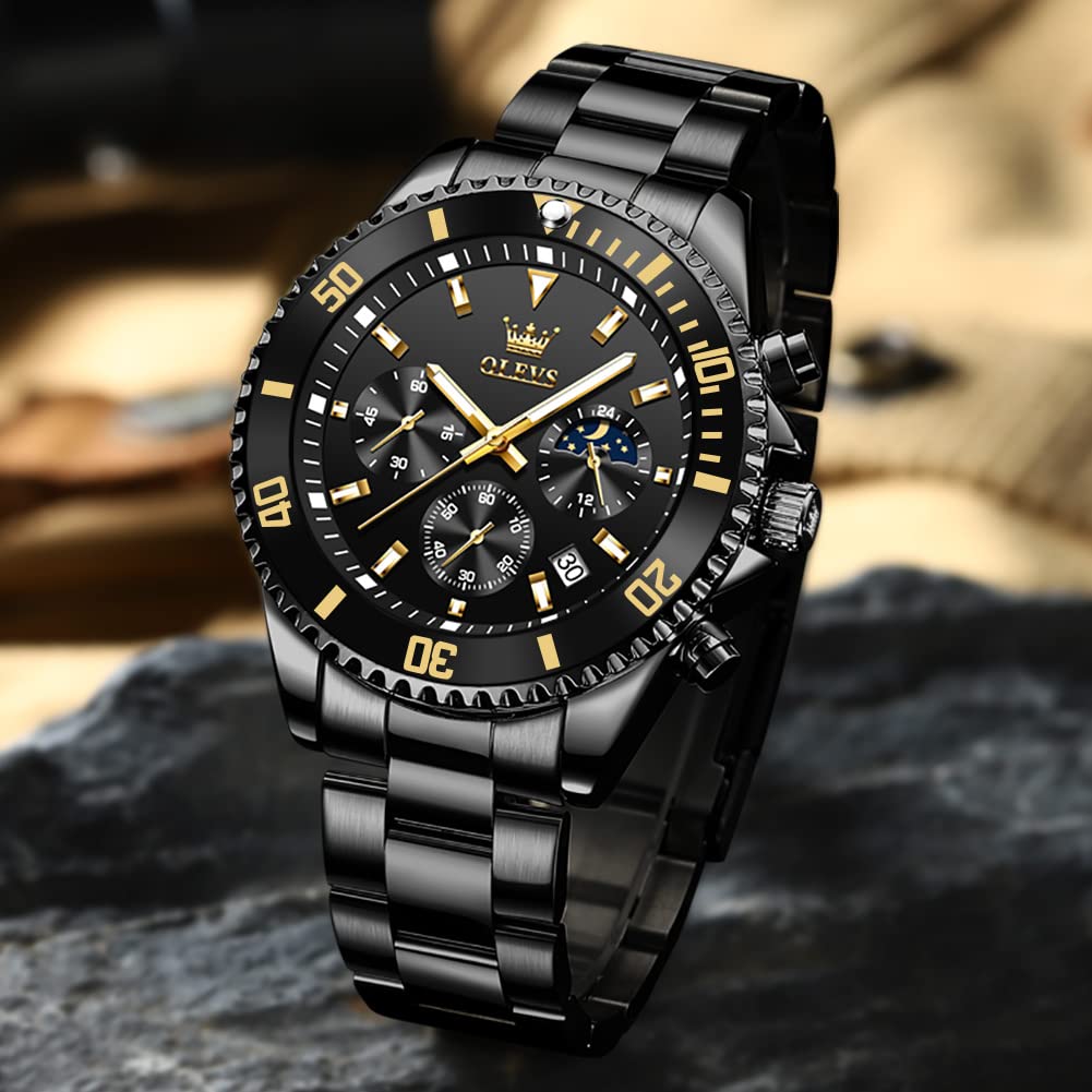 Foto 6 | Calendario Clásico Multifunción Negro Watch Olevs Para Hombre - Venta Internacional.