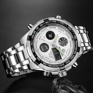 Foto 4 | Reloj Golden Hour De Lujo De Acero Inoxidable Analógico Digital Para Hombre A Prueba De Agua - Venta Internacional.