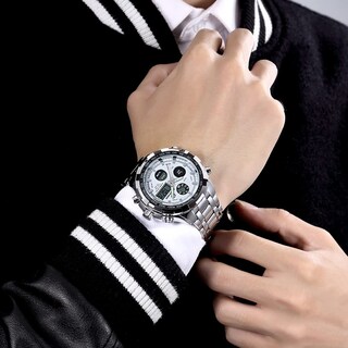 Foto 7 | Reloj Golden Hour De Lujo De Acero Inoxidable Analógico Digital Para Hombre A Prueba De Agua - Venta Internacional.