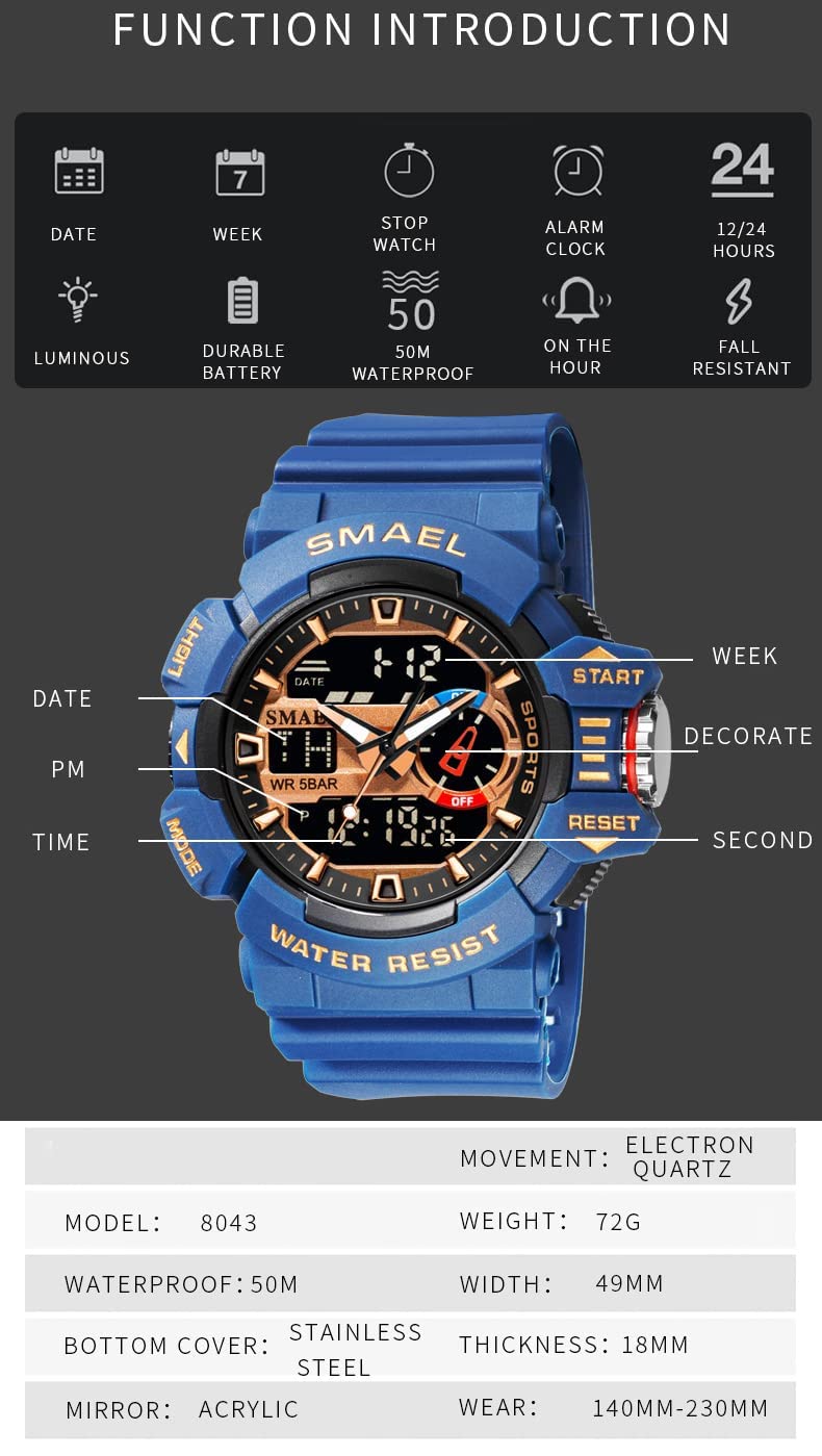 Foto 6 | Reloj Gosasa S-shock 8043_led Rojo Digital Impermeable Para Hombre - Venta Internacional.