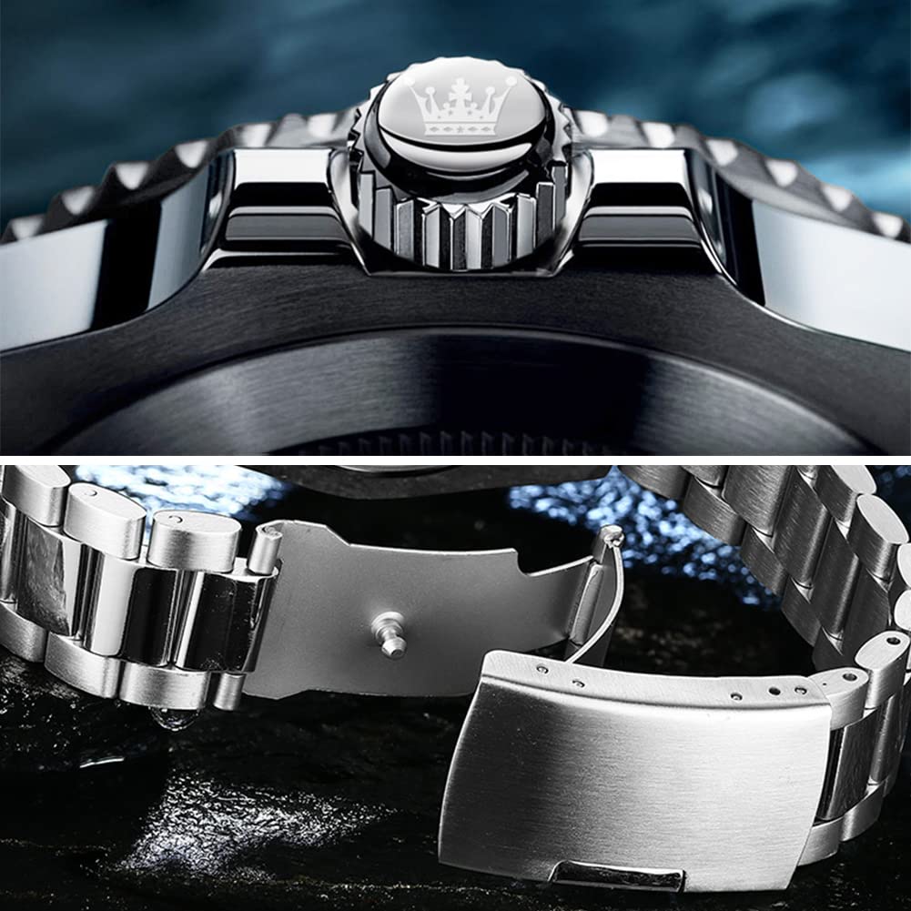 Foto 5 | Reloj Olevs Para Hombre, Cuarzo Verde, Acero Inoxidable, 30 M, Resistente Al Agua - Venta Internacional.
