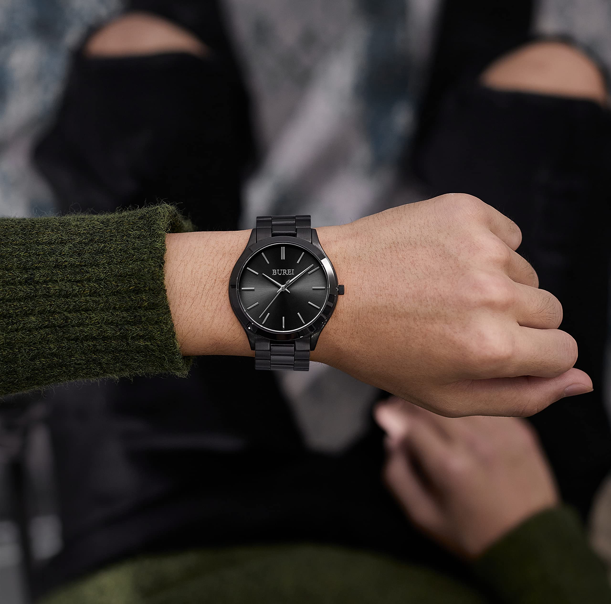 Foto 4 pulgar | Reloj Burei Para Hombre, Acero Inoxidable, Cuarzo, Negro, Resistente Al Agua - Venta Internacional.