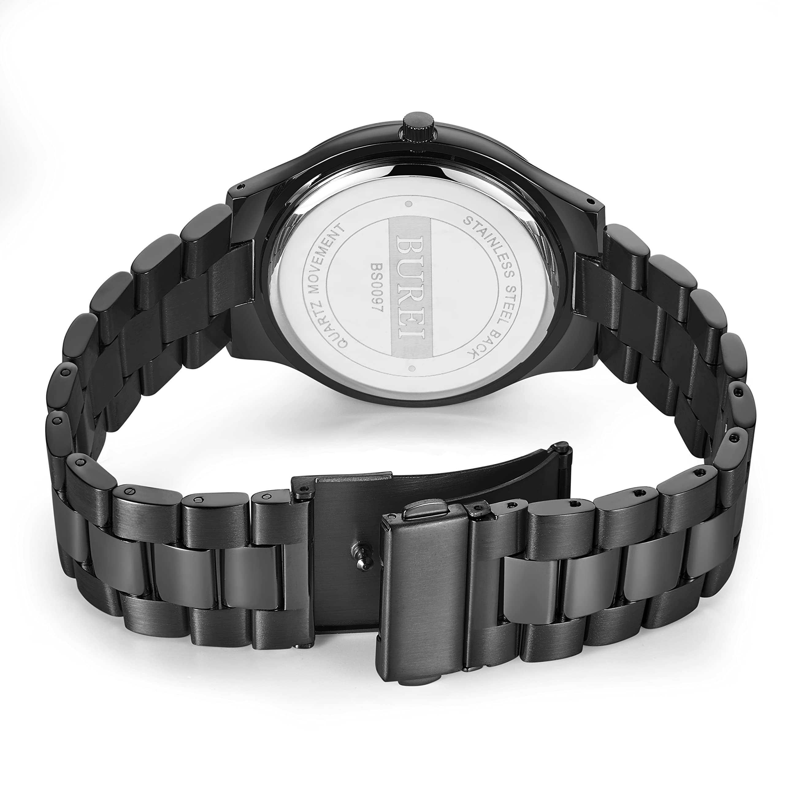 Foto 5 pulgar | Reloj Burei Para Hombre, Acero Inoxidable, Cuarzo, Negro, Resistente Al Agua - Venta Internacional.