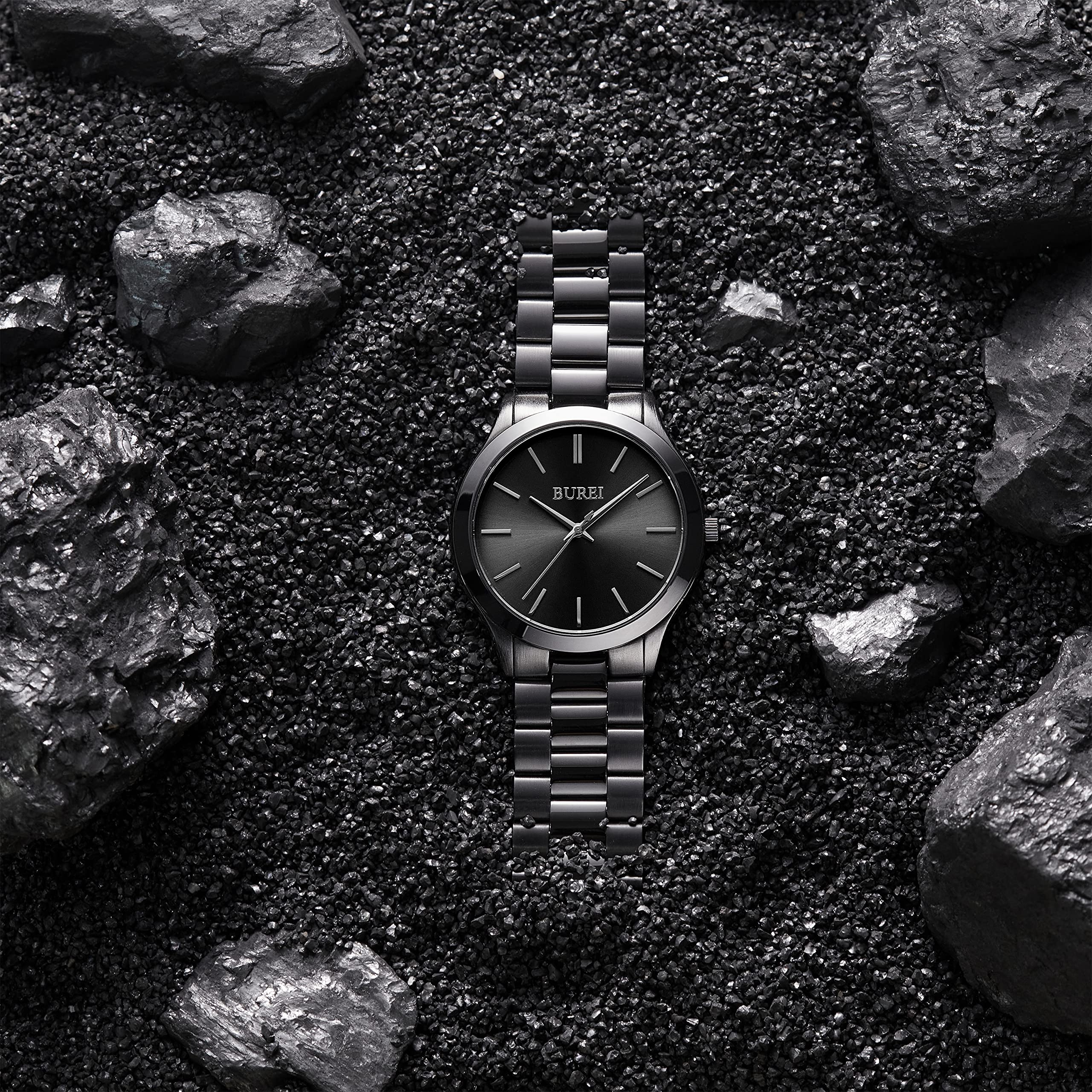 Foto 7 pulgar | Reloj Burei Para Hombre, Acero Inoxidable, Cuarzo, Negro, Resistente Al Agua - Venta Internacional.