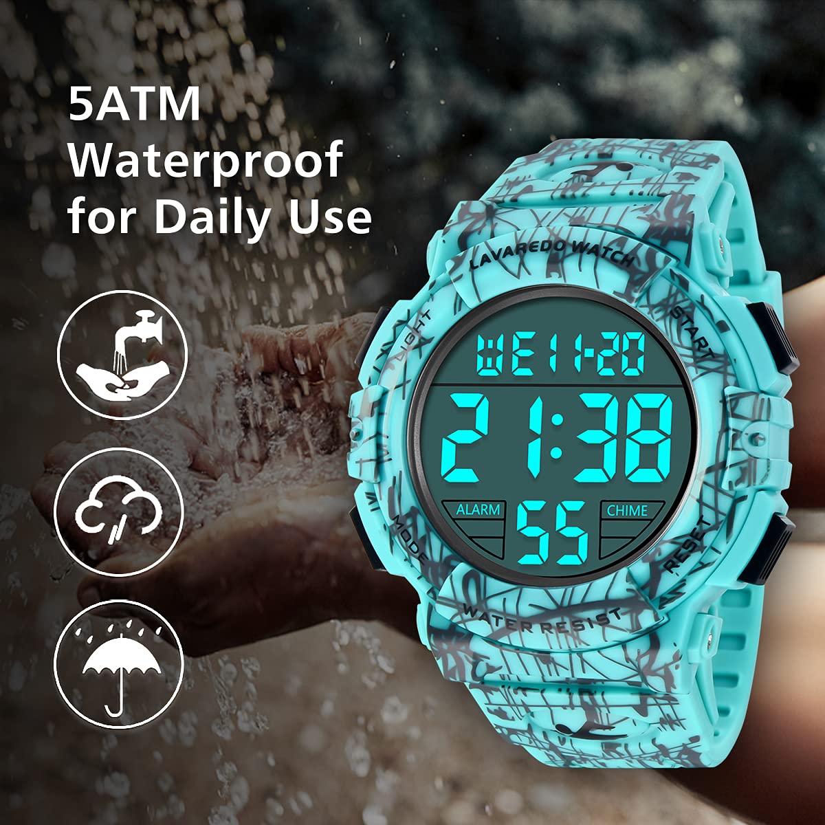 Foto 6 pulgar | Reloj L Lavaredo Digital Para Hombre Resistente Al Agua Con Cronógrafo - Venta Internacional.