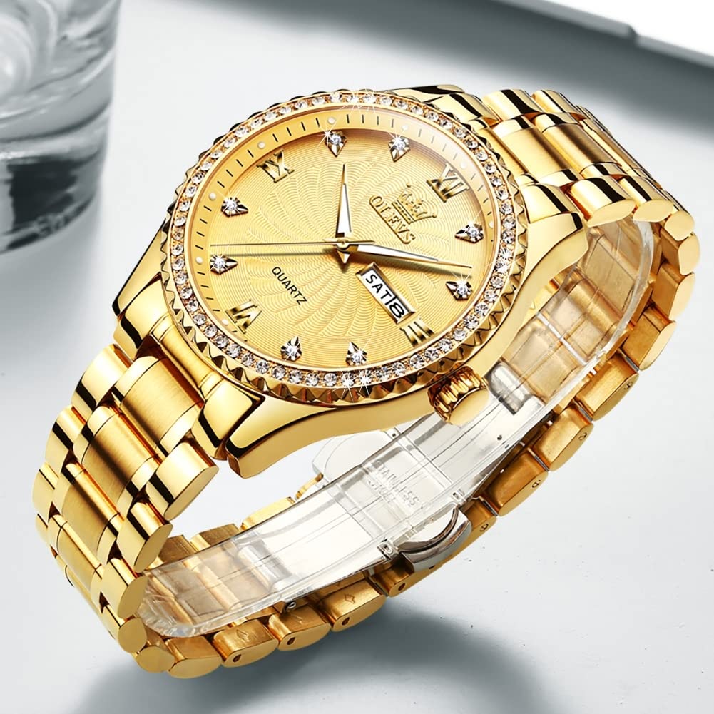 Foto 7 | Reloj Olevs Gold Para Hombre De Acero Inoxidable Resistente Al Agua 30 M - Venta Internacional.