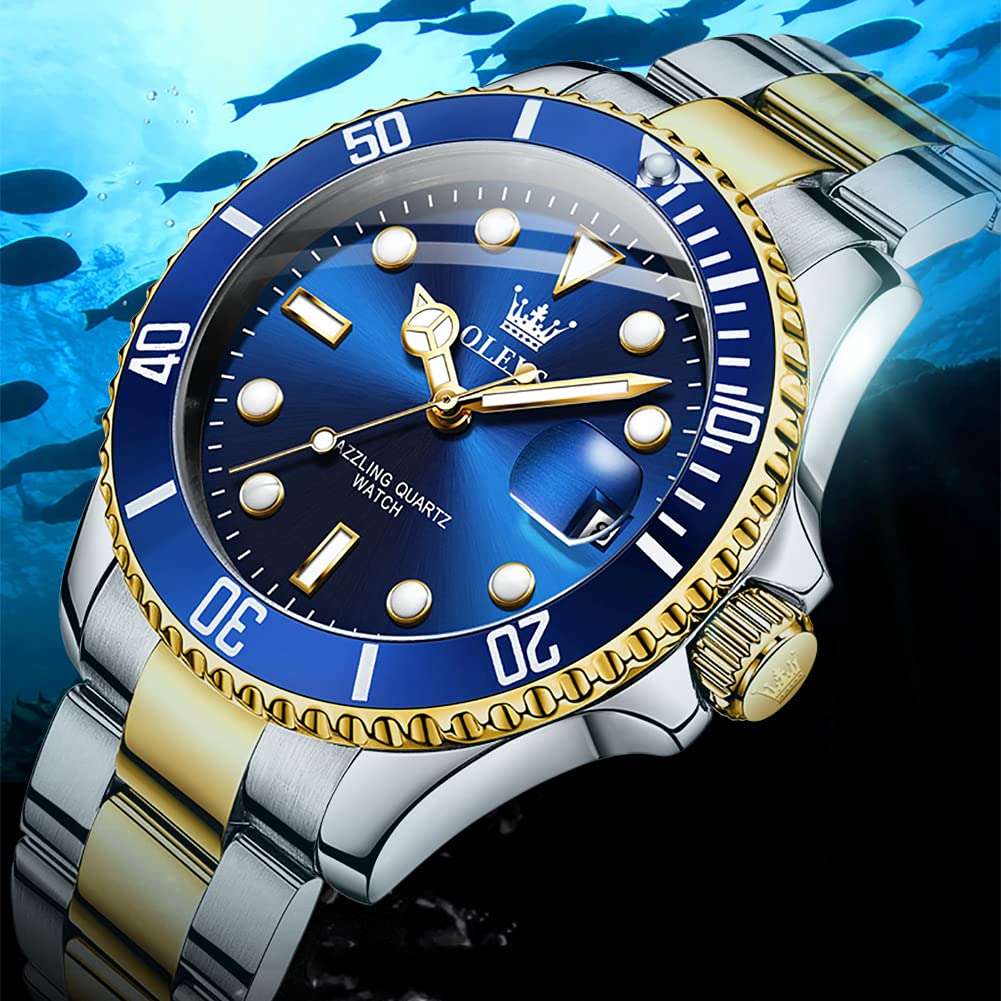 Foto 7 | Reloj Olevs Para Hombre, Redondo, De Cuarzo, De Negocios, Con Esfera Azul Impermeable - Venta Internacional.