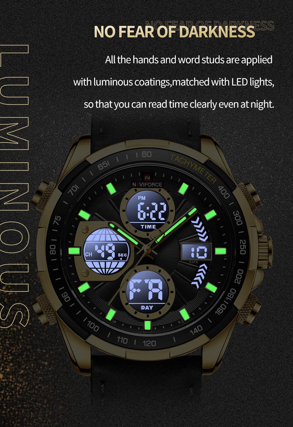 Foto 7 pulgar | Reloj De Cuero Analógico Digital Militar Naviforce Para Hombre - Venta Internacional.