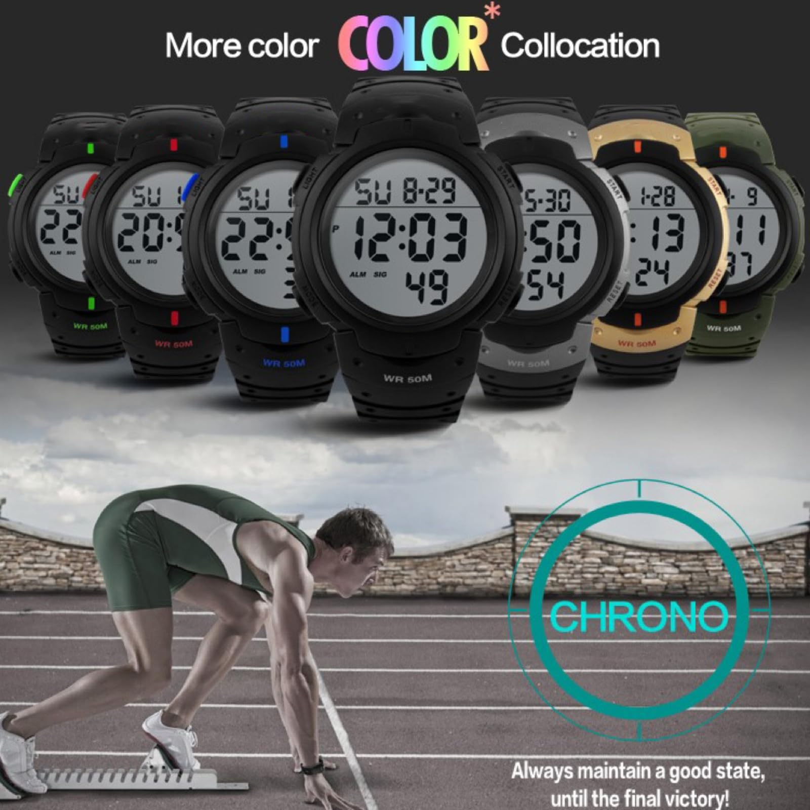 Foto 2 | Reloj Deportivo Cakcity Impermeable Digital Led Para Hombre - Venta Internacional.