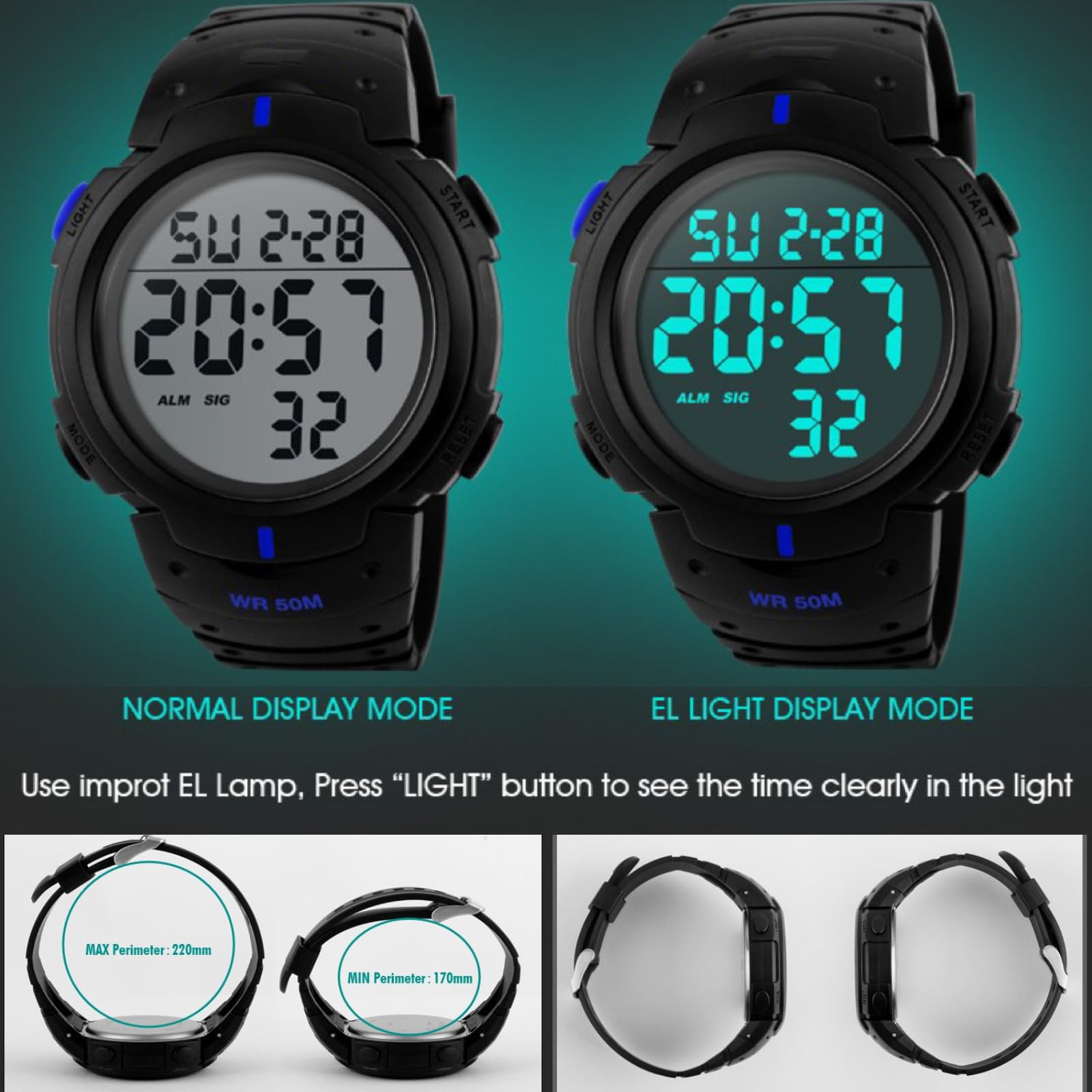 Foto 5 pulgar | Reloj Deportivo Cakcity Impermeable Digital Led Para Hombre - Venta Internacional.