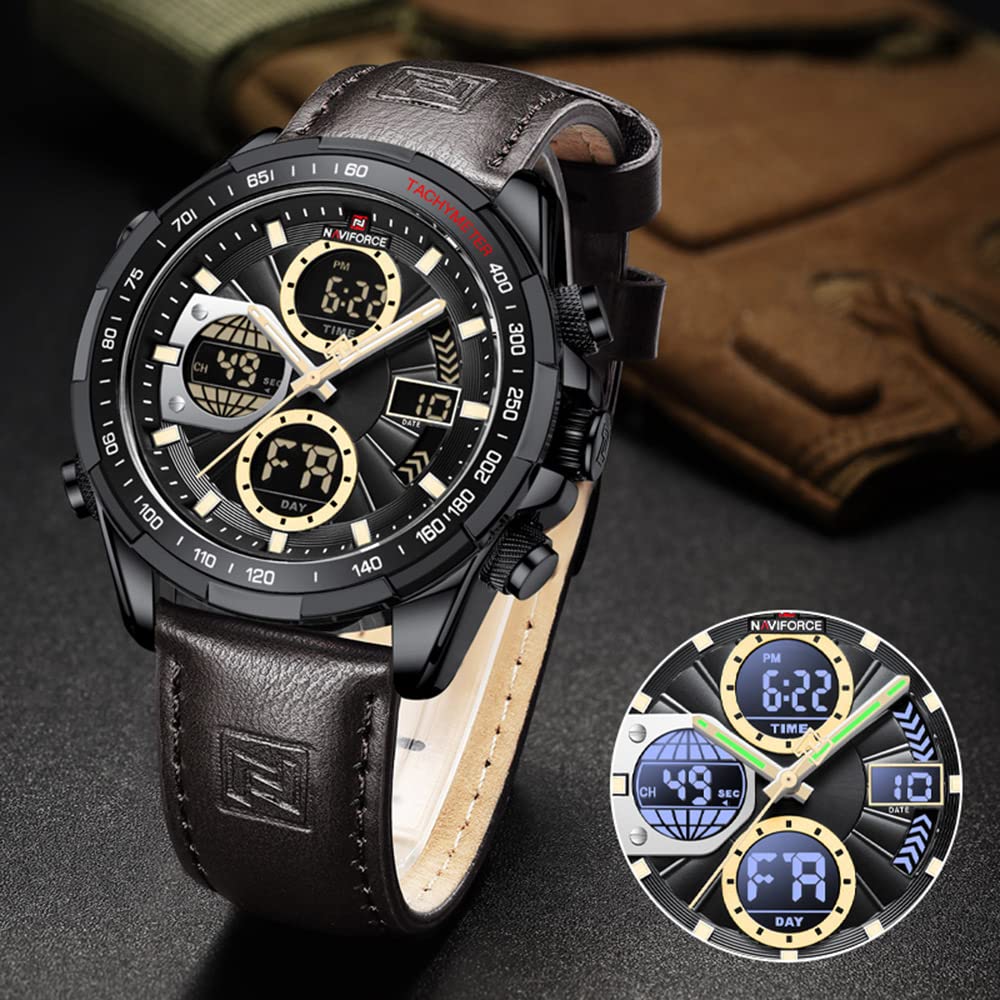 Foto 4 | Reloj De Cuero Analógico Digital Militar Naviforce Para Hombre - Venta Internacional.