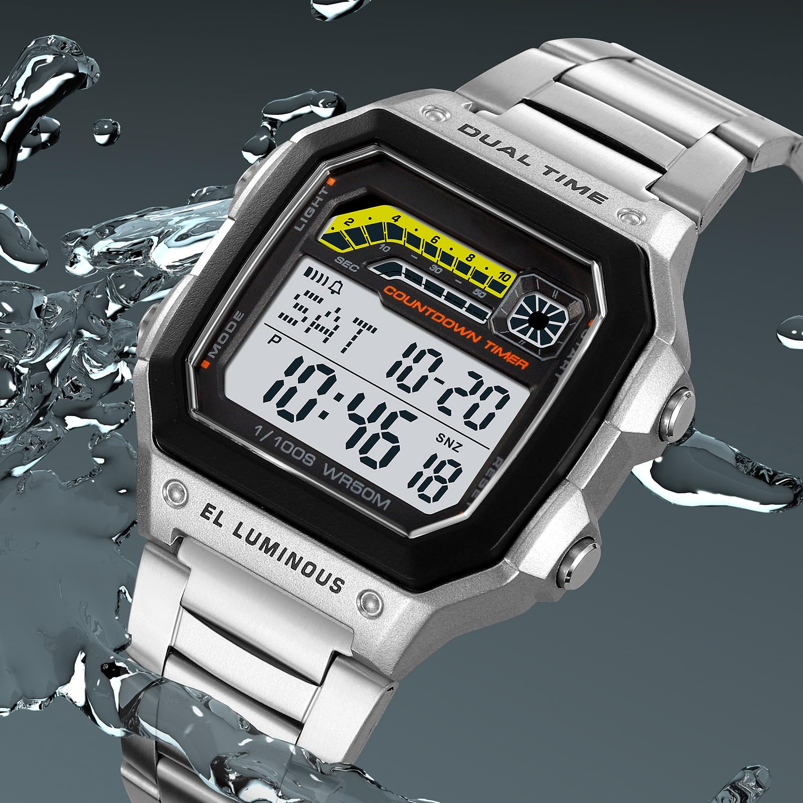 Foto 4 | Reloj Pasoy Gold Digital Para Hombre De Acero Inoxidable Resistente Al Agua - Venta Internacional.