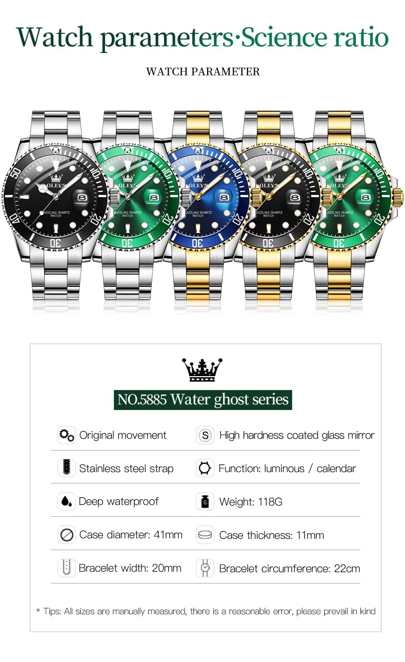 Foto 7 pulgar | Reloj Olevs Para Hombre, Redondo, De Cuarzo, Resistente Al Agua, 30 M - Venta Internacional.