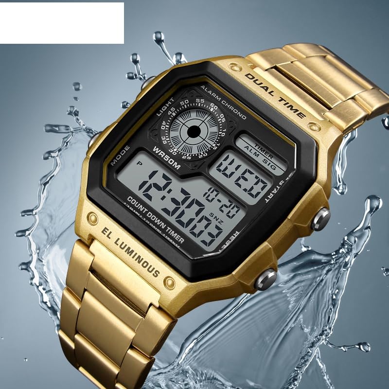 Foto 6 | Reloj Pasoy Con Alarma Digital Multifunción Con 2 Tiempos Para Hombre, Color Plateado - Venta Internacional.