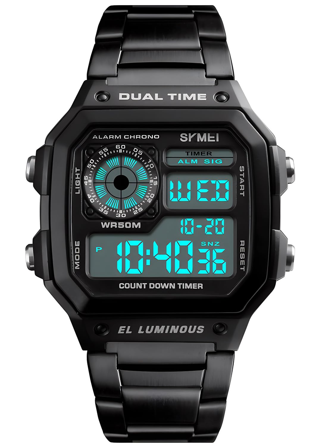 Reloj Pasoy Digital Multifunción Para Hombre, 50 M, Resistente Al Agua, Negro - Venta Internacional.