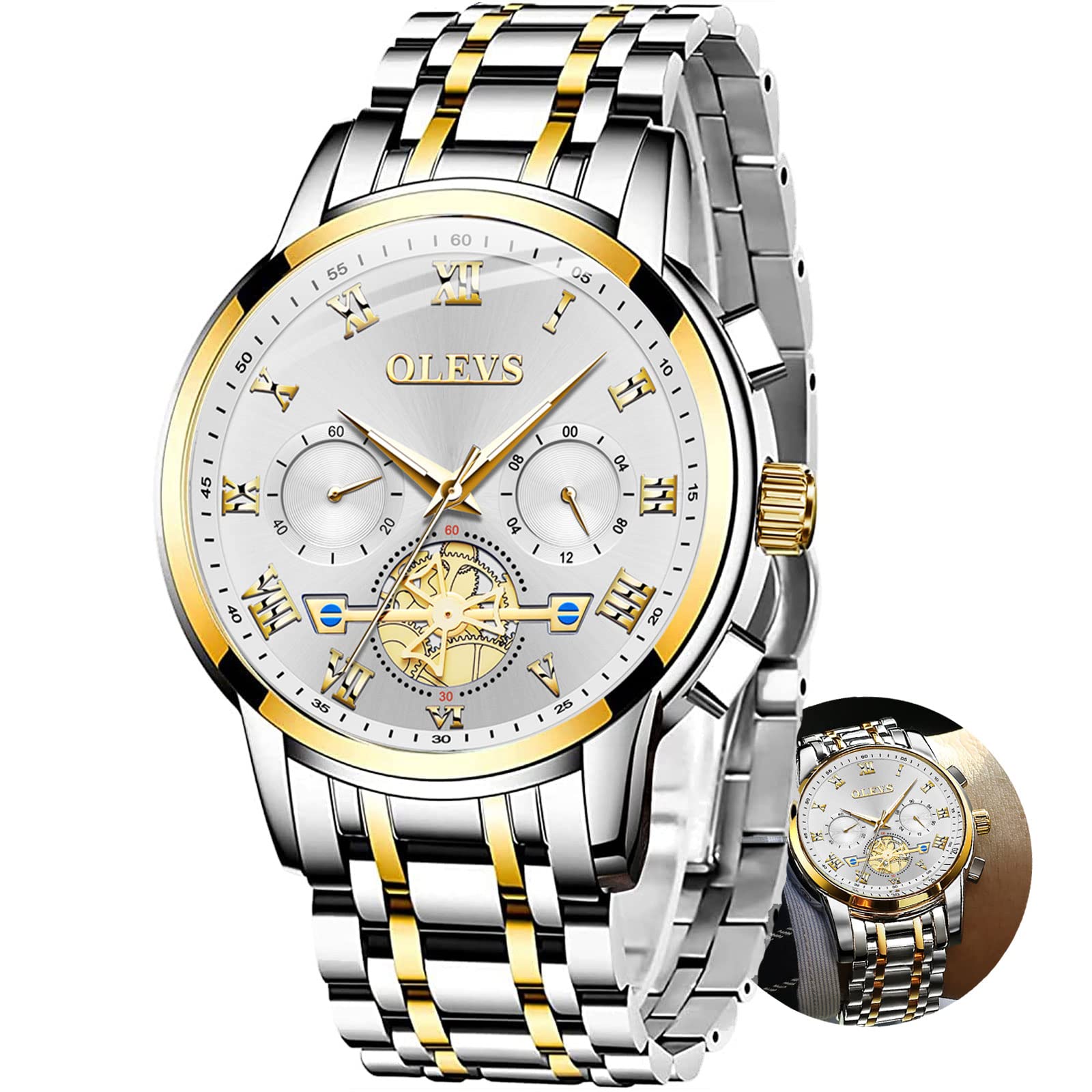 Reloj Olevs Luxury Chronograph De Acero Inoxidable De 41 Mm Para Hombre - Venta Internacional.