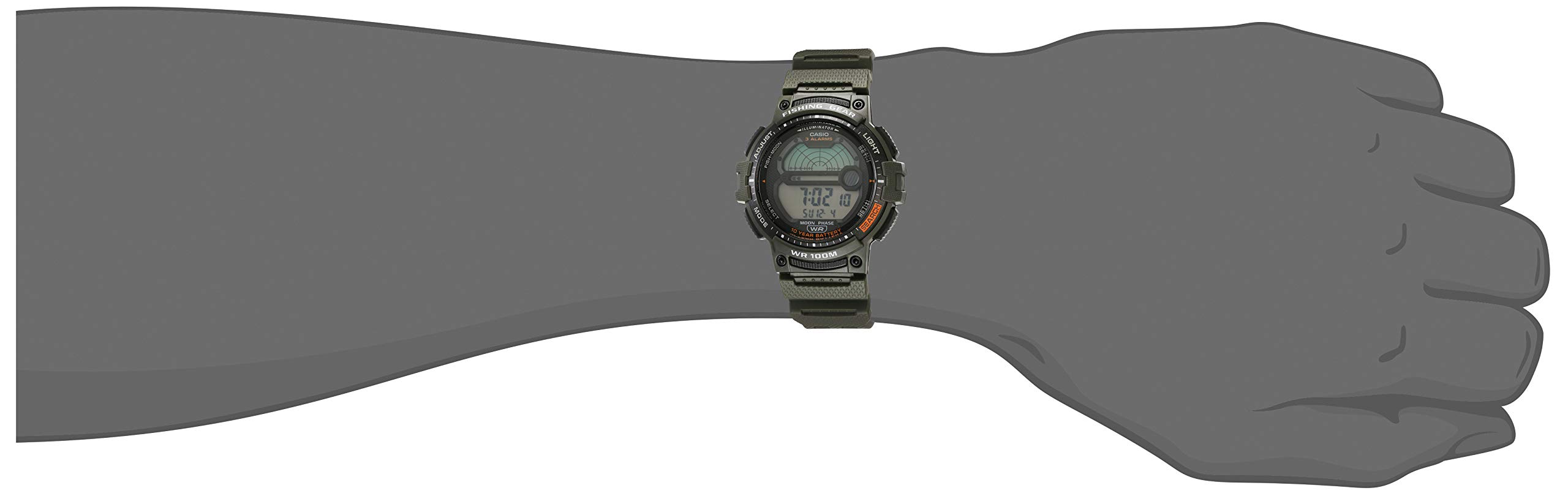 Foto 3 pulgar | Reloj Casio Fishing Timer Ws-1200h-3avcf Para Hombre, Color Verde - Venta Internacional.