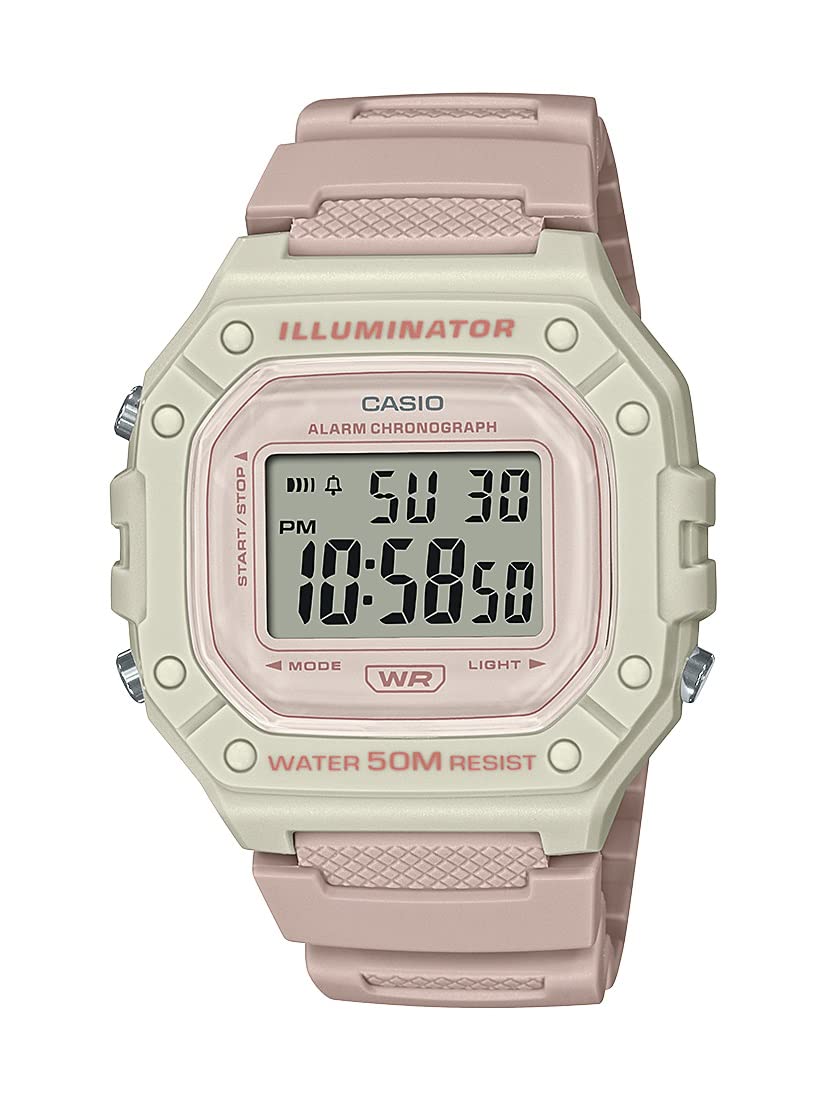 Reloj Casio Illuminator Alarm Chronograph W218hc-4a2v Rosa - Venta Internacional.