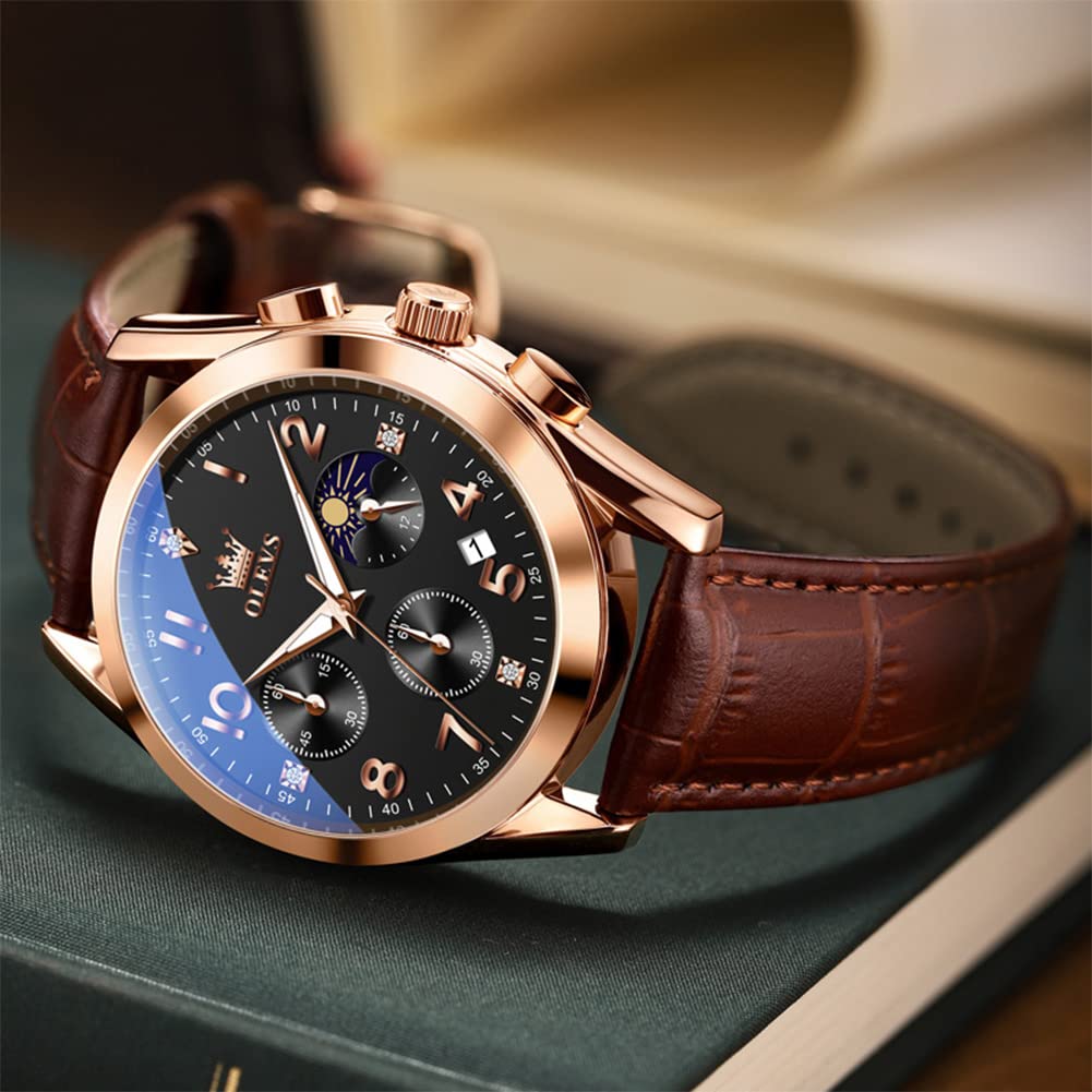 Foto 6 pulgar | Reloj Olevs Leather Chronograph Waterproof Para Hombre - Venta Internacional.