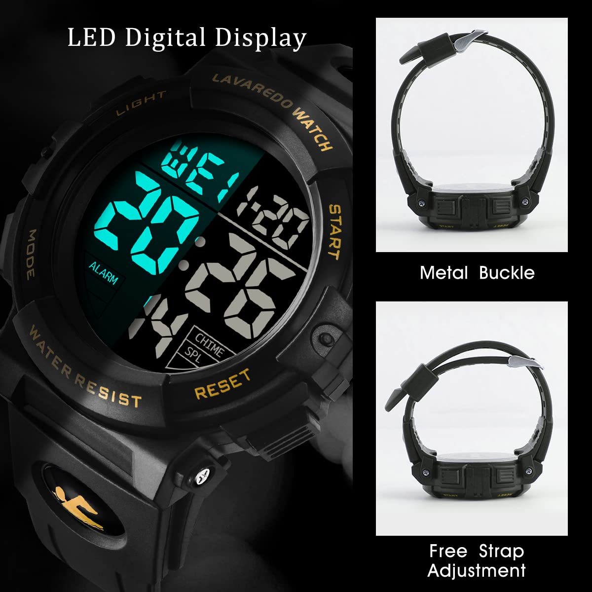 Foto 6 pulgar | Reloj L Lavaredo Digital Para Hombre Resistente Al Agua Con Cronógrafo - Venta Internacional.