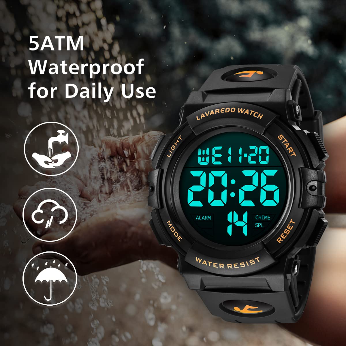 Foto 6 | Reloj L Lavaredo Digital Para Hombre Resistente Al Agua Con Cronógrafo - Venta Internacional.