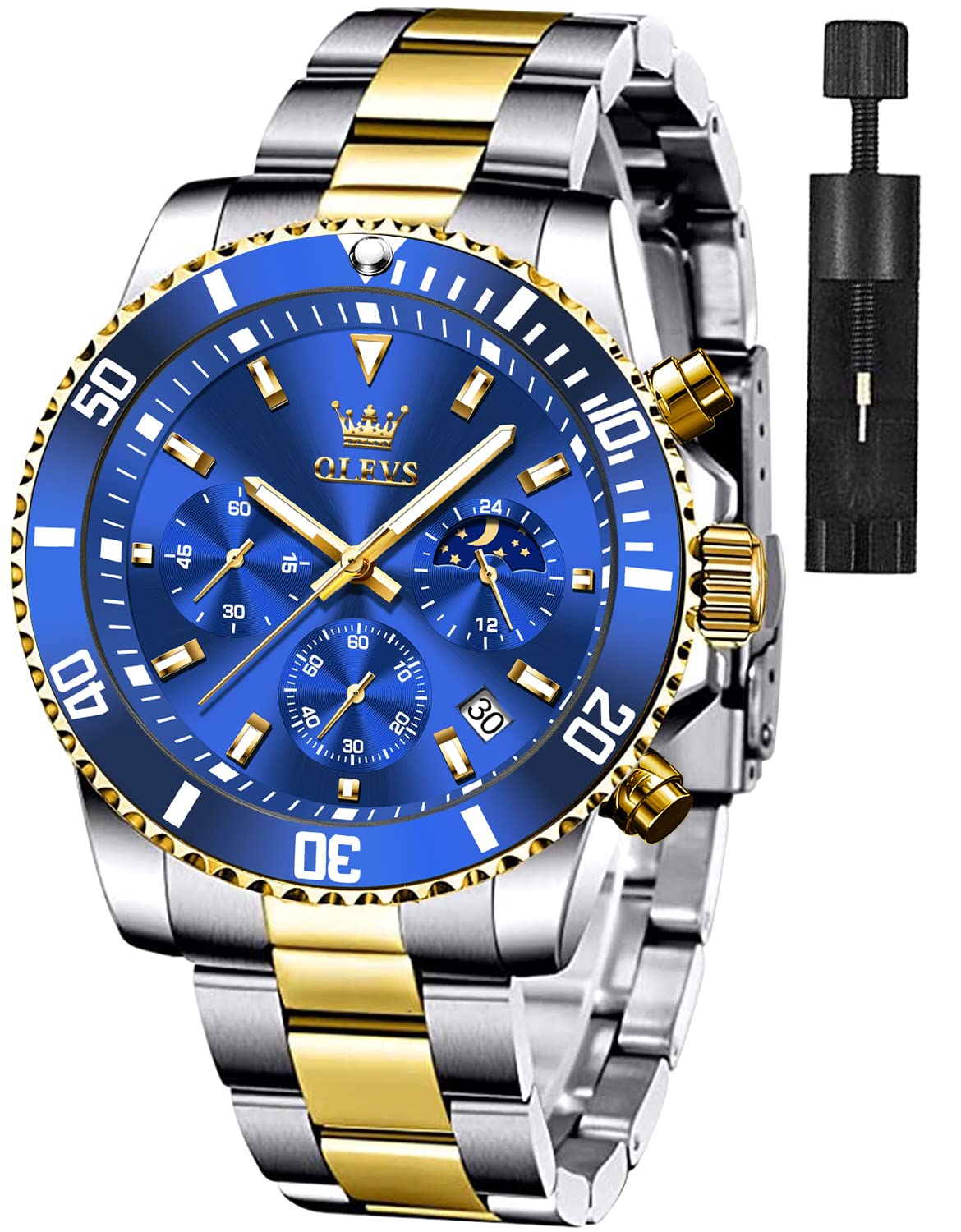 Reloj De Pulsera Olevs Blue Classic Para Hombre Con Cronógrafo De Fecha - Venta Internacional.