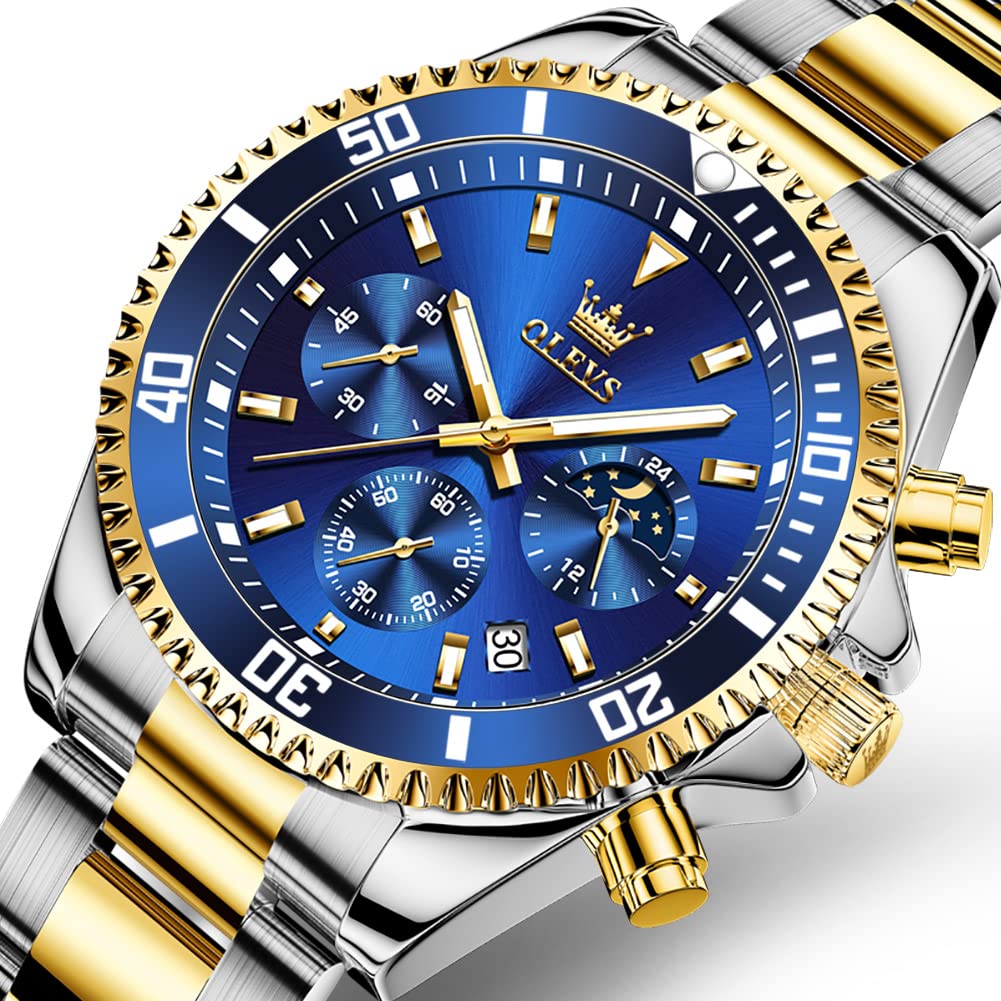 Foto 4 pulgar | Reloj De Pulsera Olevs Blue Classic Para Hombre Con Cronógrafo De Fecha - Venta Internacional.