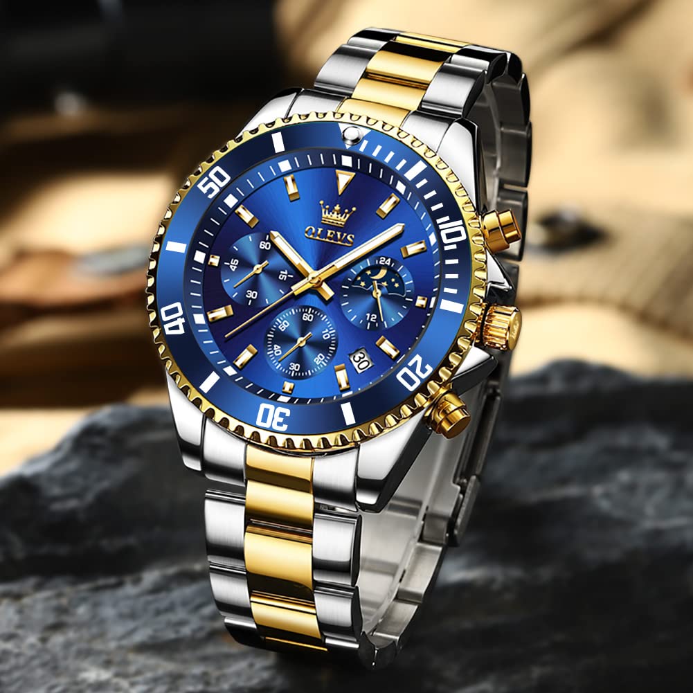 Foto 5 pulgar | Reloj De Pulsera Olevs Blue Classic Para Hombre Con Cronógrafo De Fecha - Venta Internacional.