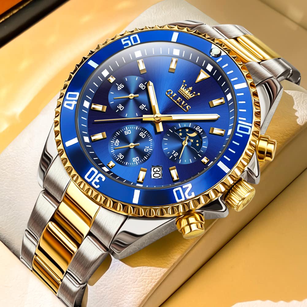 Foto 7 pulgar | Reloj De Pulsera Olevs Blue Classic Para Hombre Con Cronógrafo De Fecha - Venta Internacional.