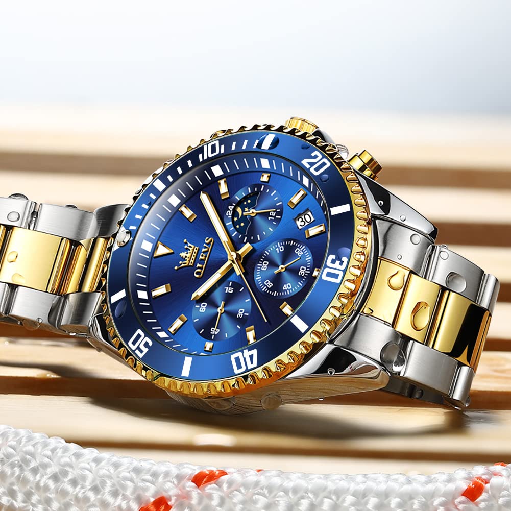 Foto 7 | Reloj De Pulsera Olevs Blue Classic Para Hombre Con Cronógrafo De Fecha - Venta Internacional.