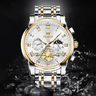 Foto 7 | Reloj Olevs De Lujo Plateado Analógico De Cuarzo De Acero Inoxidable Para Hombre - Venta Internacional.