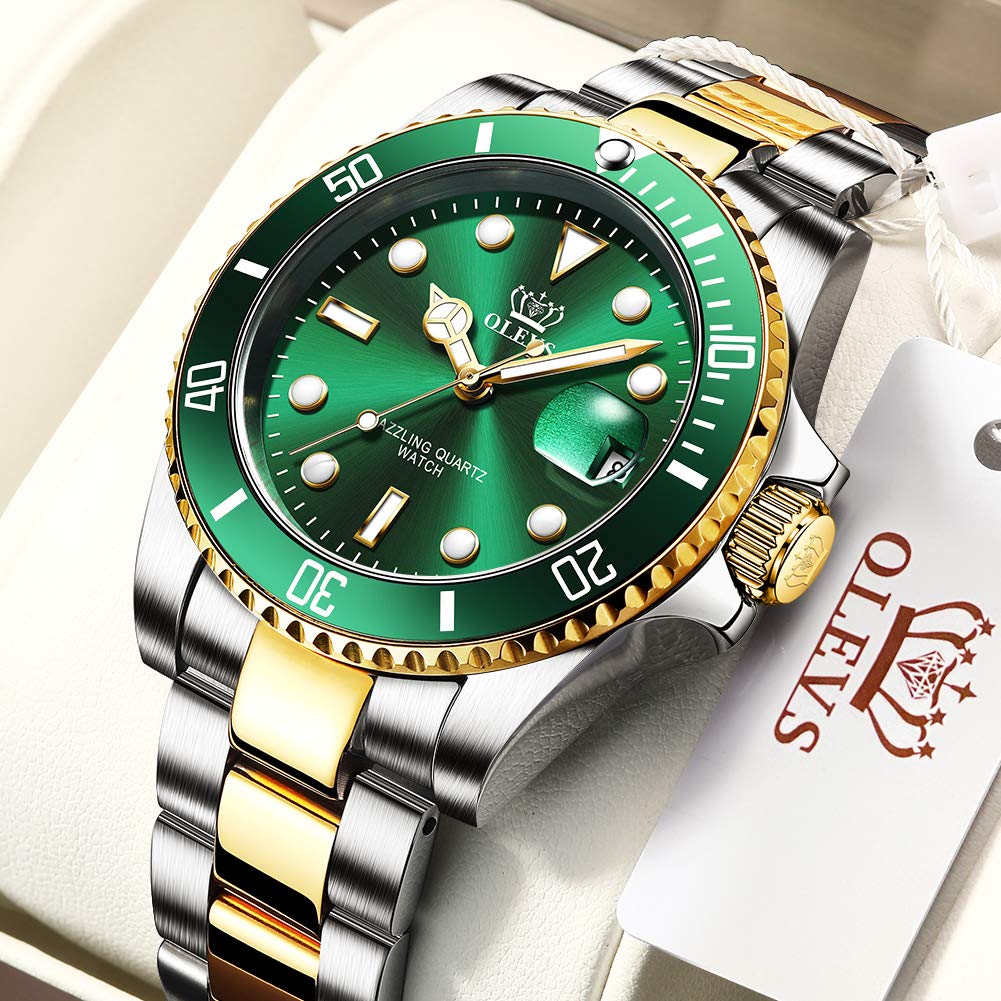 Foto 5 pulgar | Reloj Olevs Green Classic Para Hombre Con Fecha, Resistente Al Agua, 30 M - Venta Internacional.