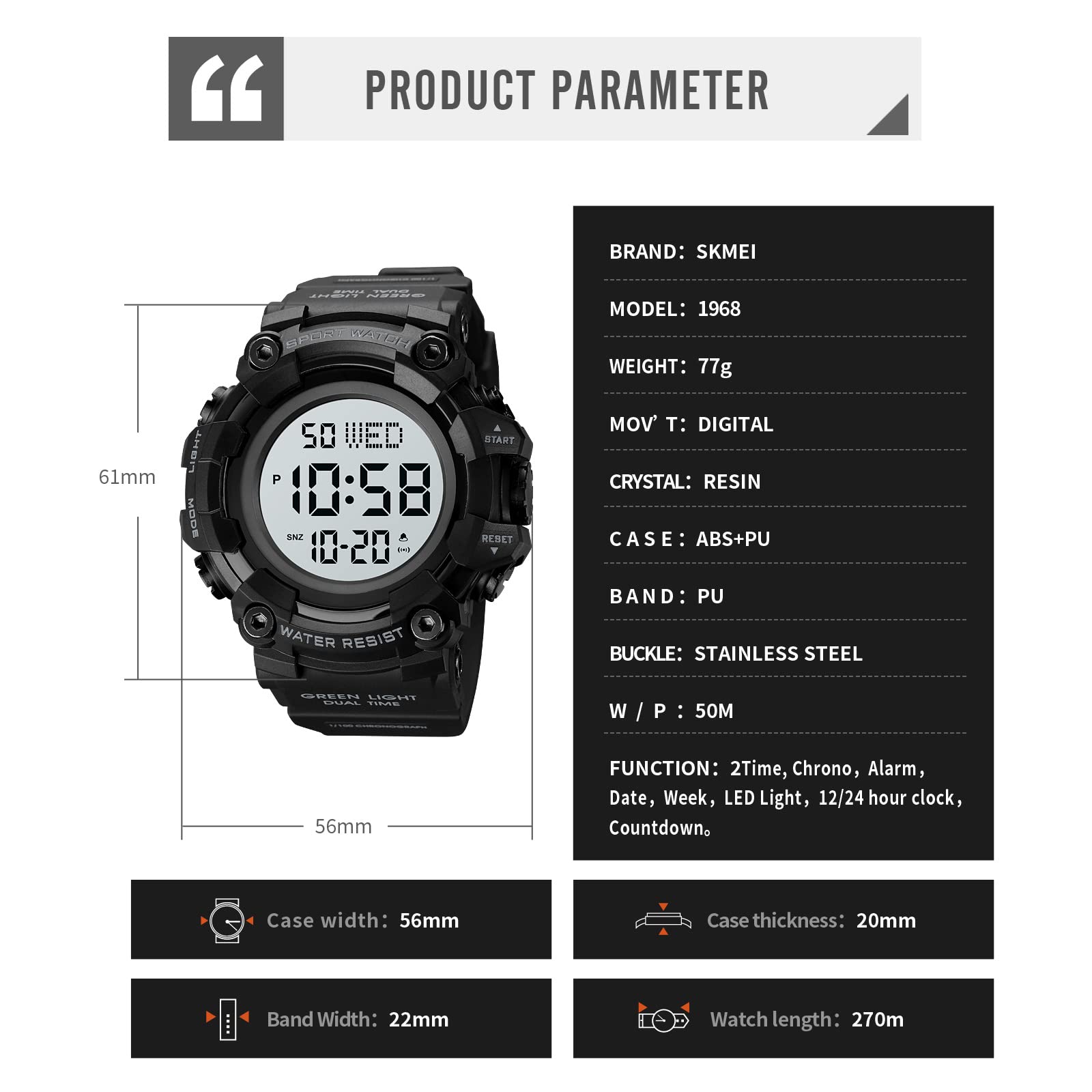 Foto 7 | Reloj Gosasa Para Hombre, Deportivo, Digital, Militar, Led, Resistente Al Agua - Venta Internacional.