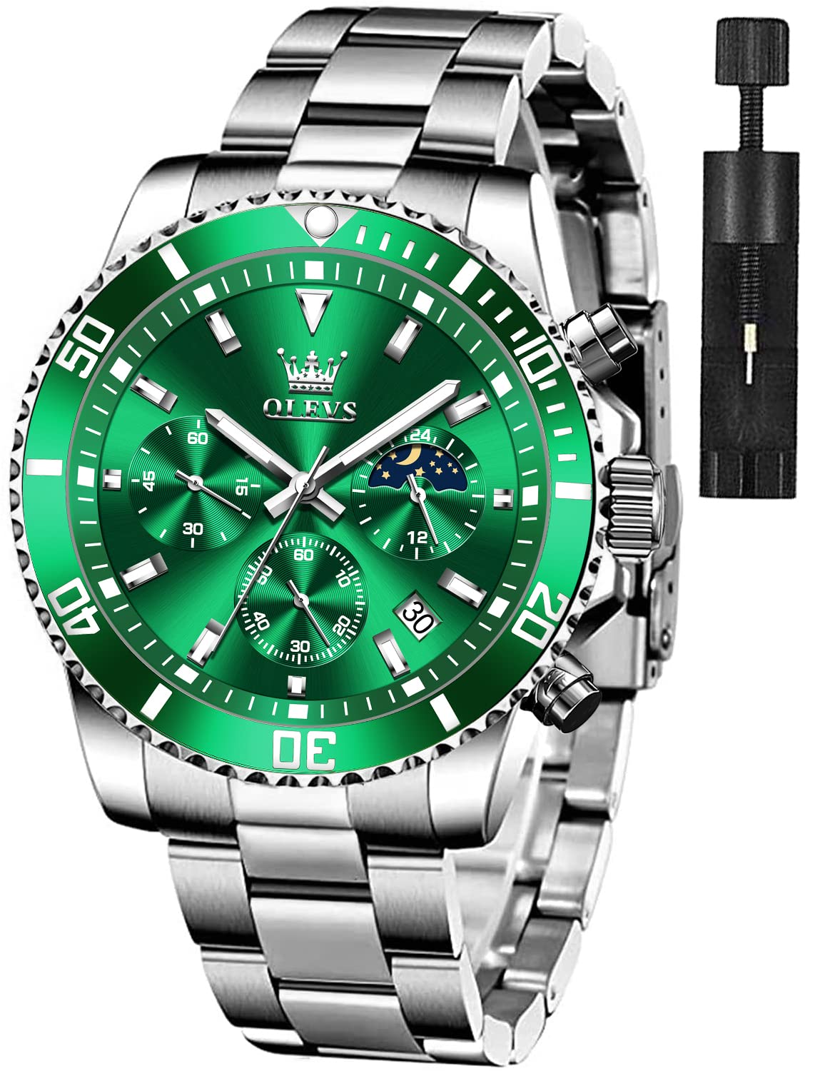 Foto 2 pulgar | Reloj Olevs Silver Green Classic Analog 41mm Para Hombre - Venta Internacional.