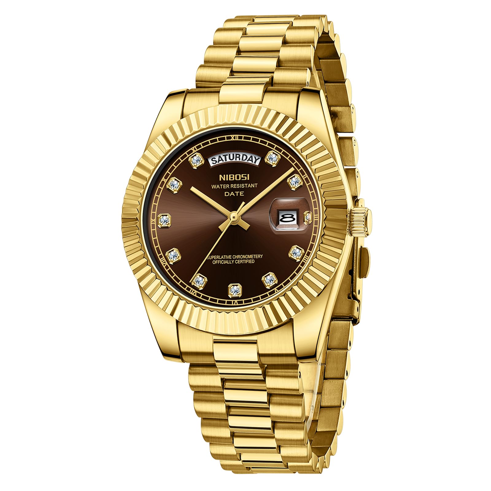 Reloj Nibosi B07-gold Brown De Cuarzo Analógico Para Hombre - Venta Internacional.