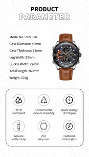 Foto 2 | Reloj De Cuero Analógico Digital Militar Naviforce Para Hombre - Venta Internacional.