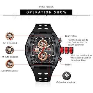 Foto 5 | Reloj Mini Focus Unique Tonneau Chronograph Impermeable Para Hombre - Venta Internacional.
