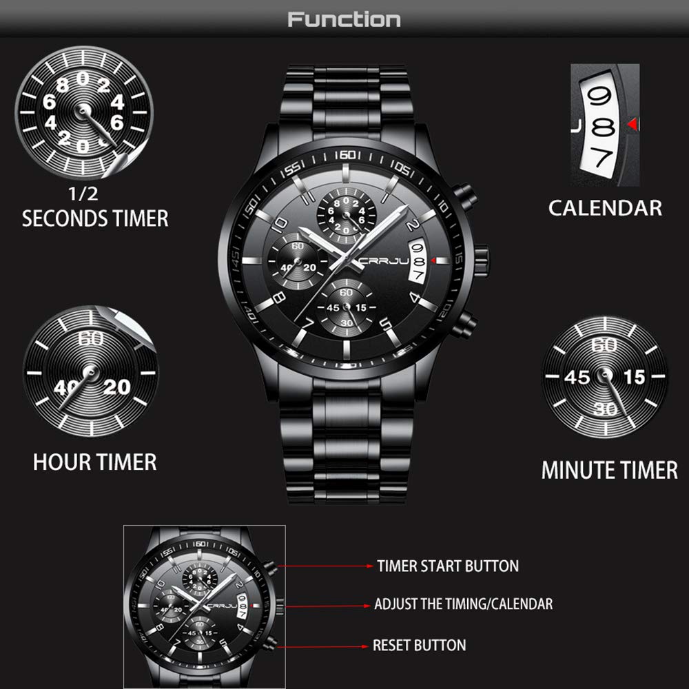 Foto 4 pulgar | Reloj Crrju Fashion Business Chronograph Quartz Para Hombre - Venta Internacional.