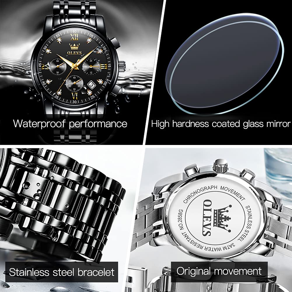 Foto 6 pulgar | Reloj Olevs Fashion Black Luxury Waterproof Para Hombre - Venta Internacional.