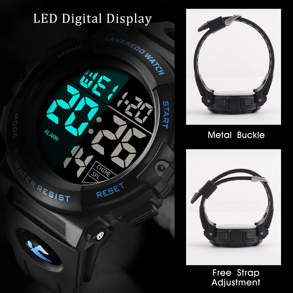 Foto 4 pulgar | Reloj L Lavaredo Digital Para Hombre Resistente Al Agua Con Cronógrafo - Venta Internacional.