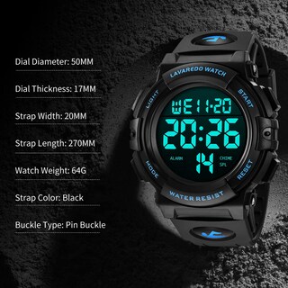 Foto 7 | Reloj L Lavaredo Digital Para Hombre Resistente Al Agua Con Cronógrafo - Venta Internacional.