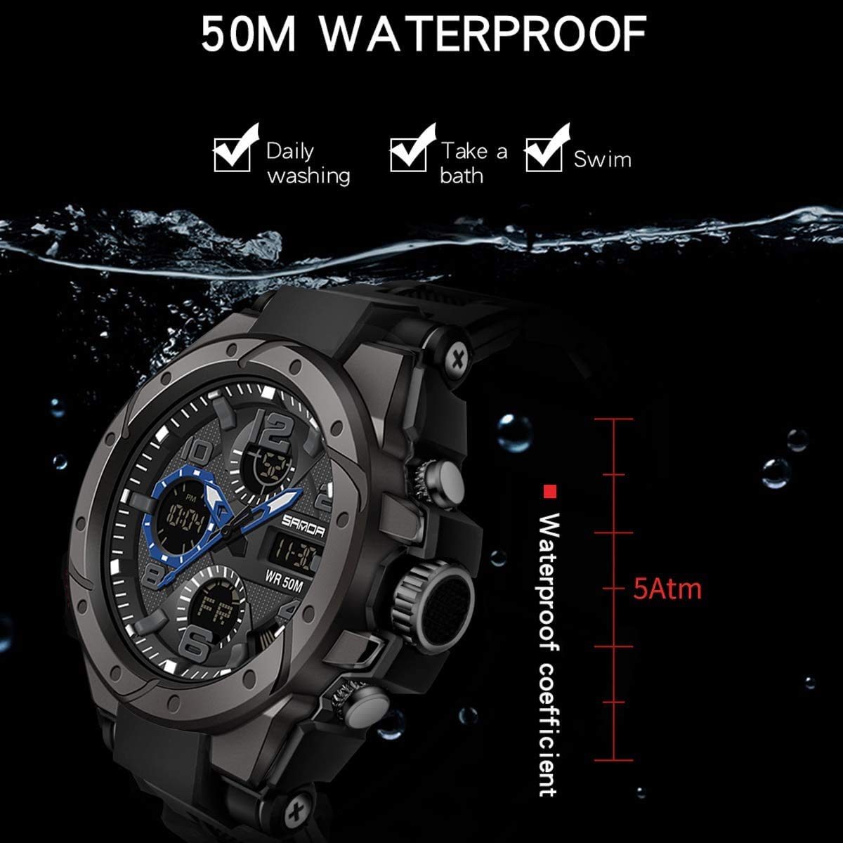 Foto 6 pulgar | Reloj Aimes Military Outdoor Sports Digital Para Hombre, Azul Y Negro - Venta Internacional.