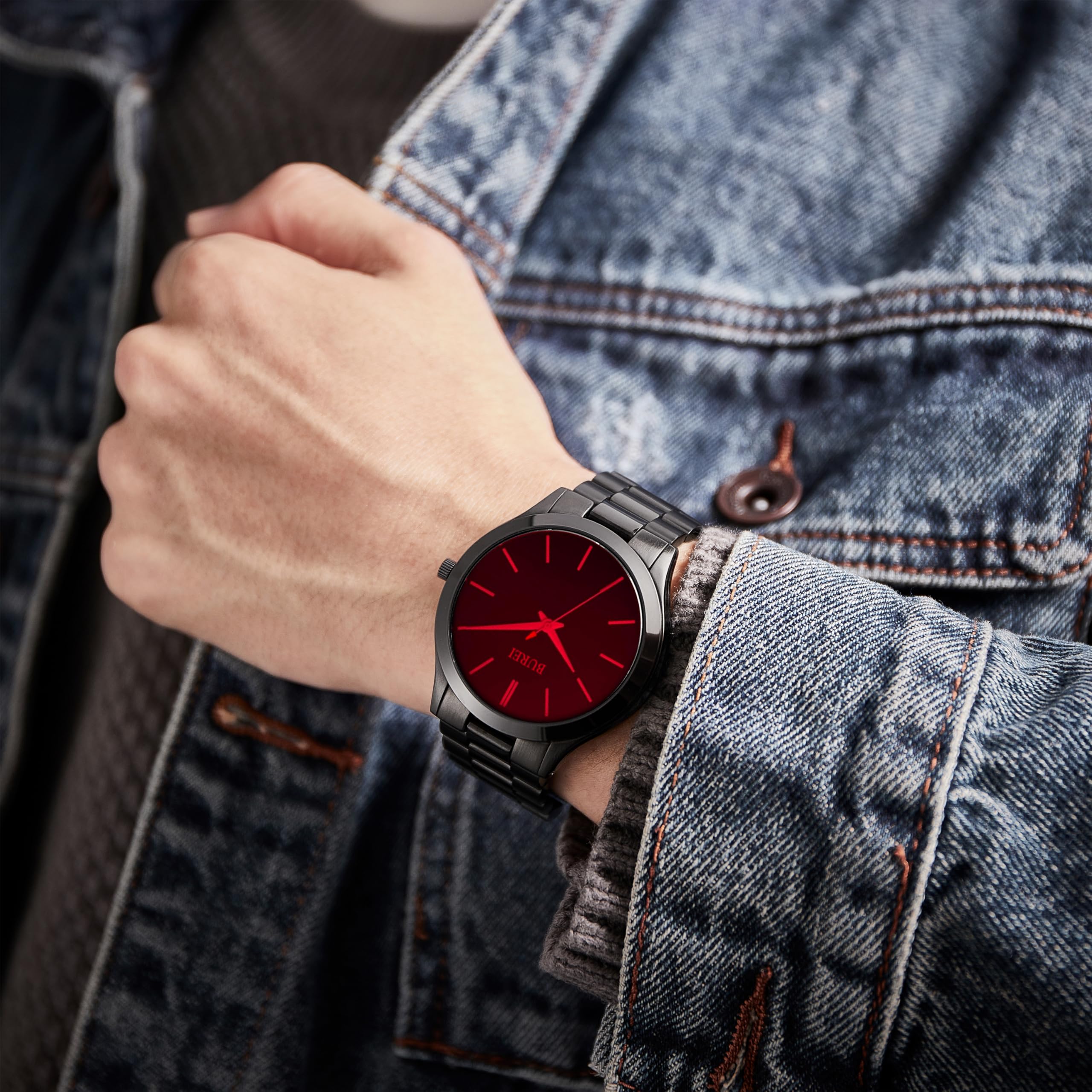 Foto 6 | Reloj De Pulsera Burei Analógico De Acero Inoxidable Y Cuarzo Para Hombre - Venta Internacional.