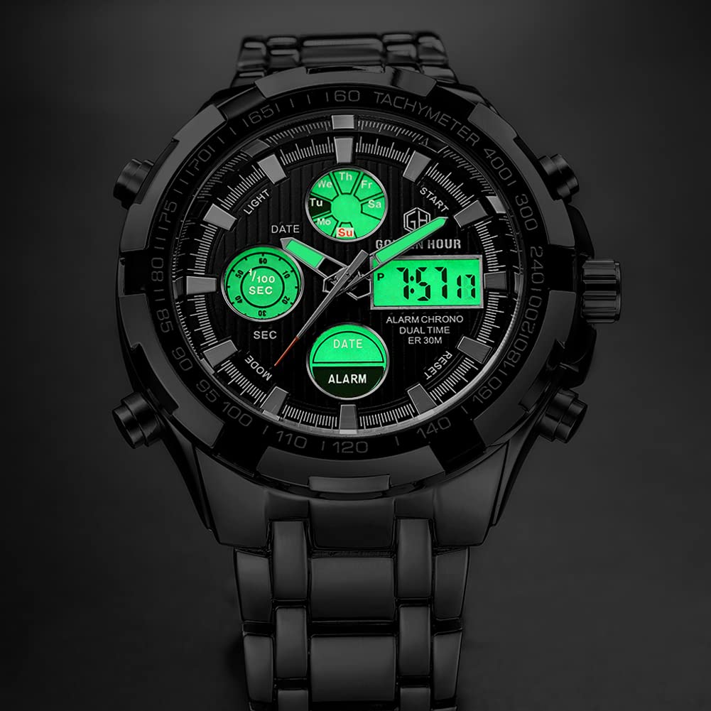 Foto 6 | Reloj Golden Hour De Lujo Analógico Digital De Acero Inoxidable Para Hombre - Venta Internacional.